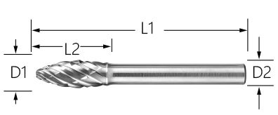 CARBIDE BURR FOR CAST IRON <br>SHAPE: <em>SH</em>